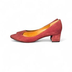 Aquatalia Women’s Size 10 Round Toe Block Heel Pumps Rust Suede Made in Italy